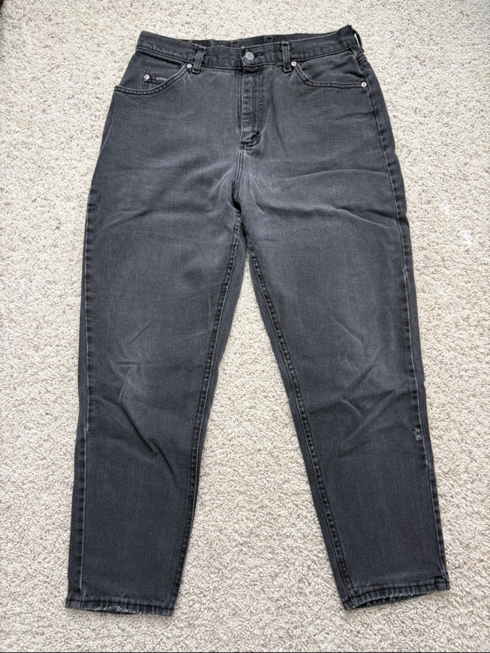 Riders by Lee Denim Jeans 12 Petite Black Grey Acid Wash High Rise Tapered USA - Picture 4 of 7